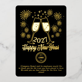 ブラックビジネスの新年 2026 シャンパンゴールド 箔シーズンカード