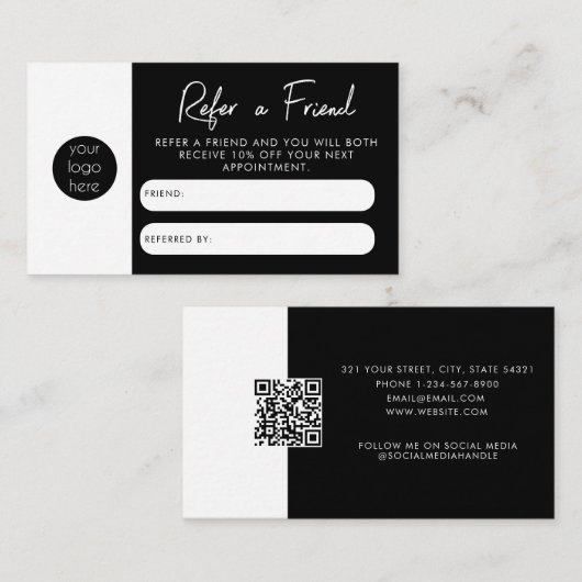 ブラックビジネスは友人の紹介カードを参照 名刺 (正面/裏面)