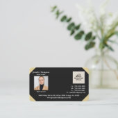 ブラックビジネスカードと金ゴールド縁ど 名刺 (スタンド正面)