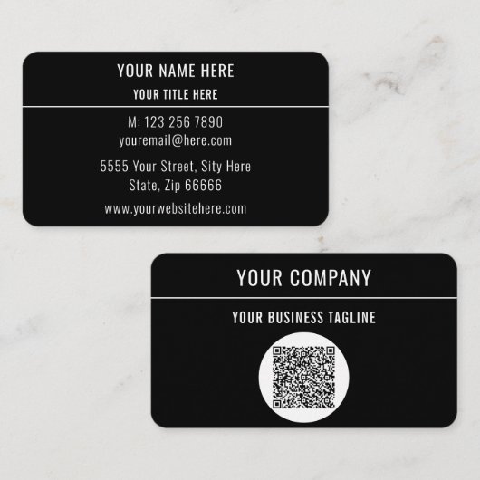 ブラックビジネスカードとQRコード自分のデザイン 名刺 (正面/裏面)