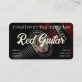 ブラックビジネスカードにダークレッドギター 名刺 (正面)