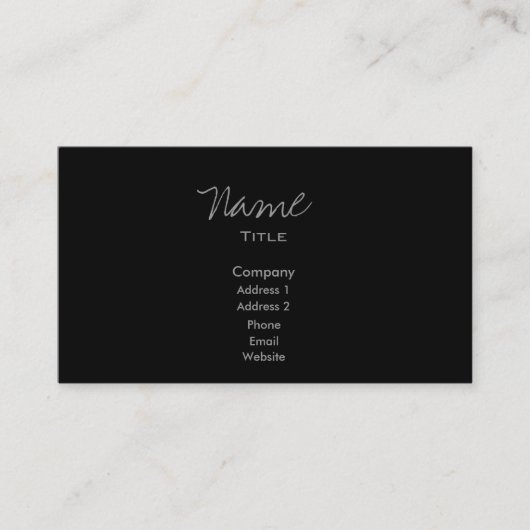 ブラックビジネスカードトレンディー ミニマル 名刺 (正面)