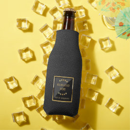 ブラックビジネスフェイクレザーロゴ ボトルクーラー