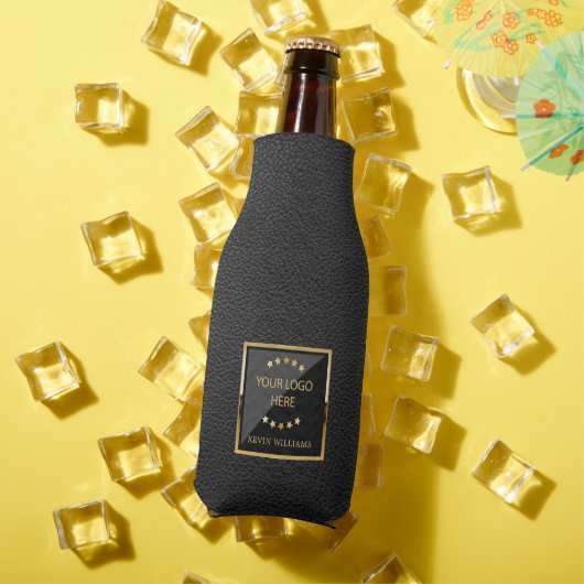 ブラックビジネスフェイクレザーロゴ ボトルクーラー (インサイチュ 夏)