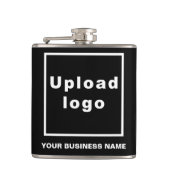 ブラックビジネスブランドオンビニールフラスコ包まれたー フラスク (正面)