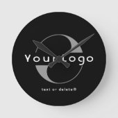 ブラックビジネスミニマルロゴブランド会社の壁 ラウンド壁時計 (正面)