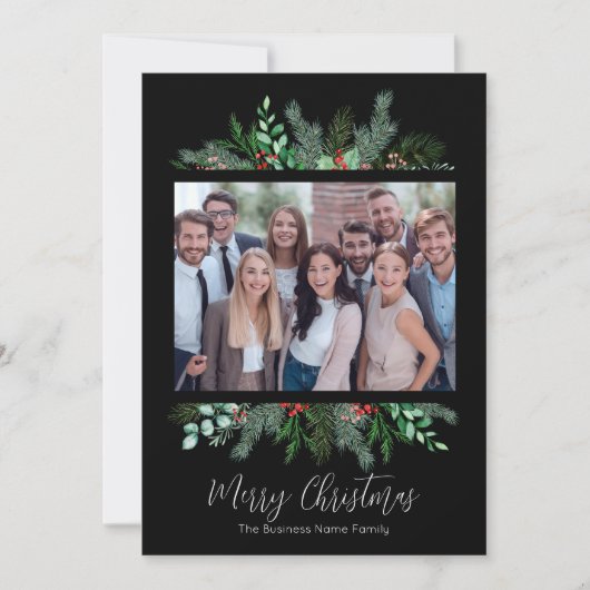 ブラックビジネスモダンメリークリスマス シーズンカード (正面)