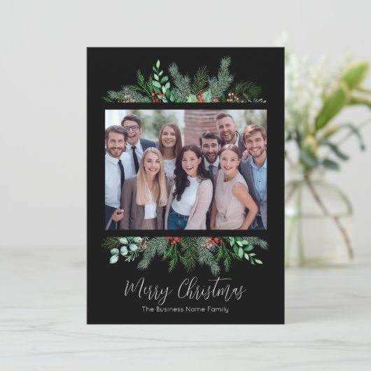 ブラックビジネスモダンメリークリスマス シーズンカード (スタンド正面)