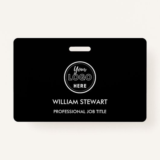 ブラックビジネスモダンロゴ会社の従業員スタッフ バッジ (正面)