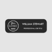 ブラックビジネスモダンロゴ会社の従業員スタッフ 名札 (正面)