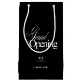 ブラックビジネスモダンロゴ書道QRコード スモールペーパーバッグ (正面)