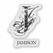 ブラックビジネスモノグラムのロゴ名ウォーターボトル シール (正面)