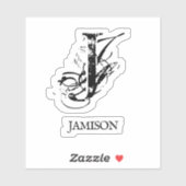 ブラックビジネスモノグラムのロゴ名ウォーターボトル シール (シート)