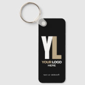 ブラックビジネスロゴおよびQRコード、会社垂直 キーホルダー (正面)