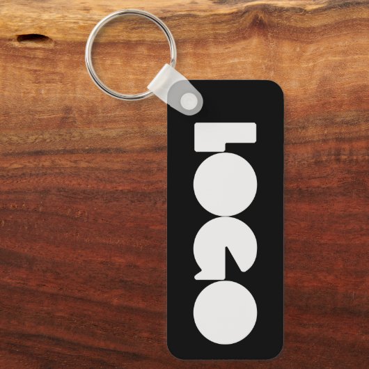 ブラックビジネスロゴおよびQRコード、会社横 キーホルダー (正面)