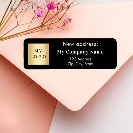 ブラックビジネスロゴが新しい差出人住所 ラベル