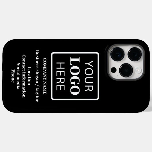 ブラックビジネスロゴのタグラインと情連絡報 Case-Mate iPhoneケース (裏面 (横))