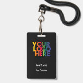 ブラックビジネスロゴカスタム従業員バーコード名 バッジ (ストラップ付き表面)