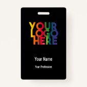 ブラックビジネスロゴカスタム従業員バーコード名 バッジ (正面)