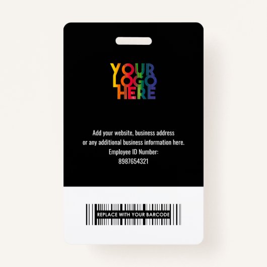 ブラックビジネスロゴカスタム従業員バーコード名 バッジ (裏面)
