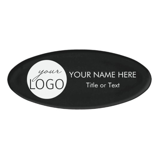 ブラックビジネスロゴスタッフ名楕円形マグネットバッジ 名札 (正面)