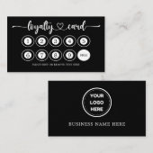 ブラックビジネスロゴストアサロンコーヒーショップ ロイヤリティカード (正面/裏面)