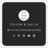 ブラックビジネスロゴソーシャルメディア包装ラベル スクエアシール (正面)