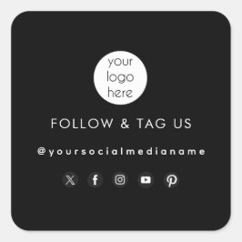 ブラックビジネスロゴソーシャルメディア包装ラベル スクエアシール