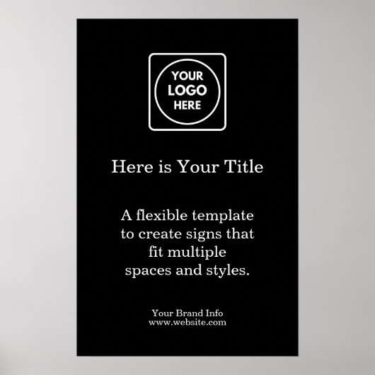ブラックビジネスロゴポスター | カスタムブランドディスプレイ ポスター (正面)