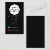 ブラックビジネスロゴラベル共有ソーシャルメディアアイコン 名刺 (正面/裏面)