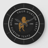 ブラックビジネスロゴ会社カスタムブランドのバッジ ラージ壁時計 (正面)