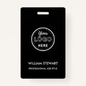 ブラックビジネスロゴ会社社員モダン員 バッジ (裏面)