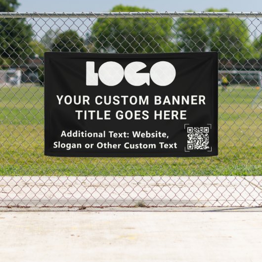 ブラックビジネスロゴ会社QRコード屋外3'x5' 横断幕 (インサイチュ)