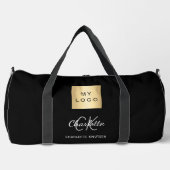 ブラックビジネスロゴ名モノグラム ダッフルバッグ (正面)