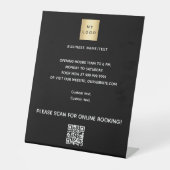 ブラックビジネスロゴqrコードのオンライン予約 台座サイン (正面)