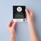 ブラックビジネスロゴQRコードテンプレートチラシ チラシ (手)