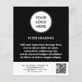 ブラックビジネスロゴQRコードテンプレートチラシ チラシ