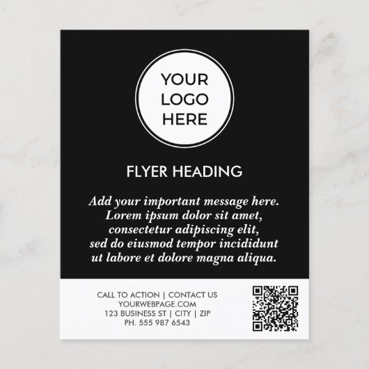 ブラックビジネスロゴQRコードテンプレートチラシ チラシ (正面)