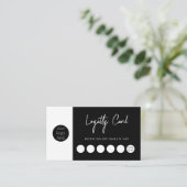 ブラックビジネスロゴQRコードロイヤリティ 名刺 (スタンド正面)