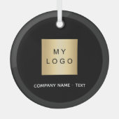 ブラックビジネス会社のロゴ ガラスオーナメント (正面)