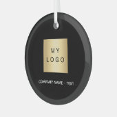 ブラックビジネス会社のロゴ ガラスオーナメント (正面左)