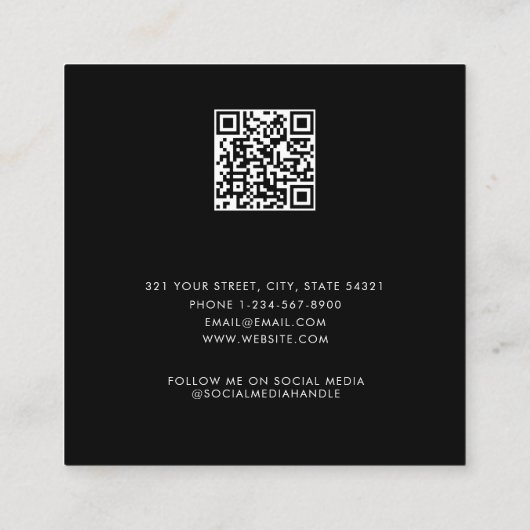 ブラックビジネス参照フレンド紹介ロイヤリティカード スクエア名刺 (裏面)