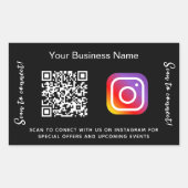 ブラックビジネス名qrコードInstagram 長方形シール (正面)