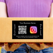 ブラックビジネス名qrコードInstagram 長方形シール