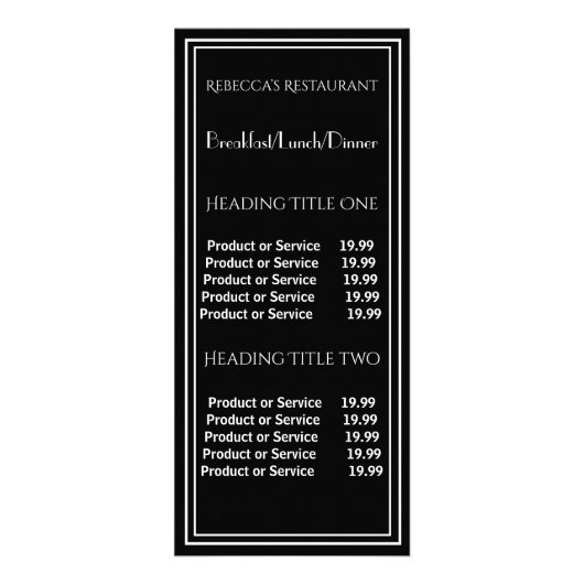 ブラックビジネス向け価格設定およびサービスラックカード ラックカード (正面)