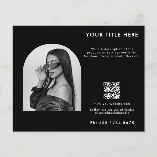 ブラックビジネス美しいヘア爪、 ネイルメイクアップサロン写真 チラシ (正面)