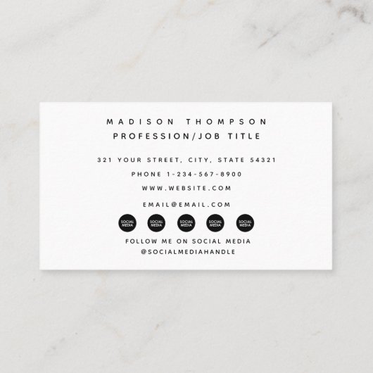 ブラックビジネモダンスロゴのソーシャルメディアのアイコン 名刺 (裏面)