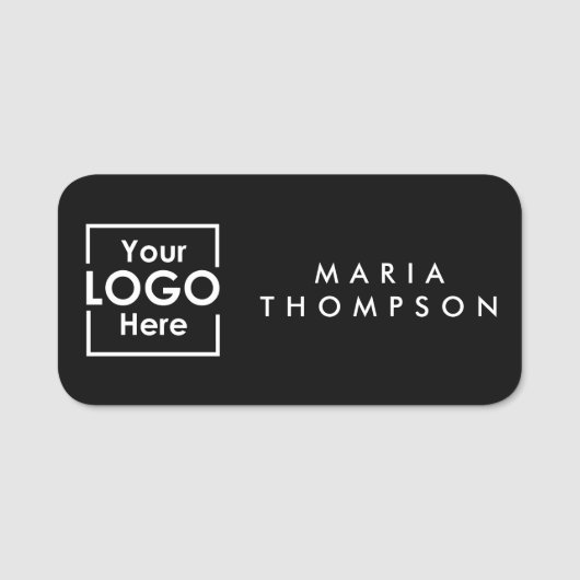 ブラックビジパーソナライズされたネスロゴ従業員スタッフ 名札 (正面)