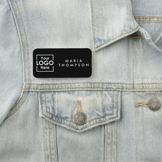 ブラックビジパーソナライズされたネスロゴ従業員スタッフ 名札 (インサイチュ)