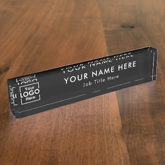 ブラックビジモダンネス・ロゴ・エグゼクティブプロフェッショナル デスクネームプレート (側面)